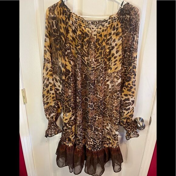 Forla Paris sheer leopard dress sz M - Picture 2 of 7